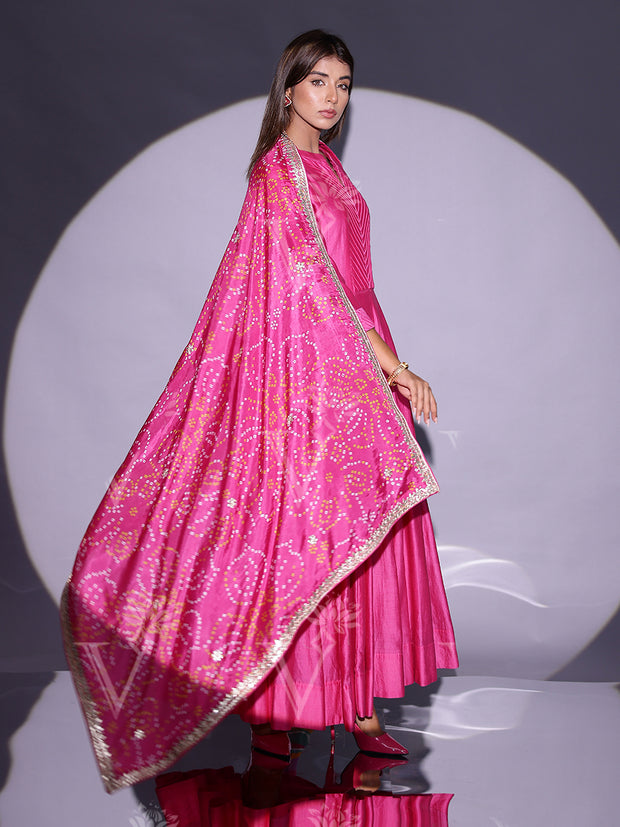 Pink Vasansi Silk Anarkali Suit Set