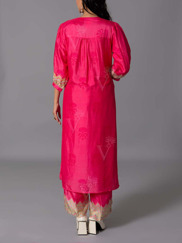 Red  Vasansi Silk Kurta And Pant Set