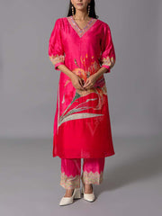 Red  Vasansi Silk Kurta And Pant Set