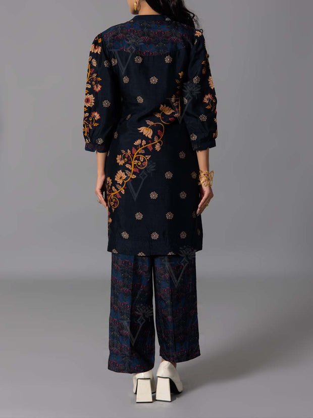 Navy Blue Vasansi Silk Kurta And Pant Set