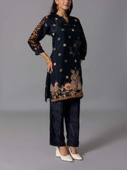 Navy Blue Vasansi Silk Kurta And Pant Set