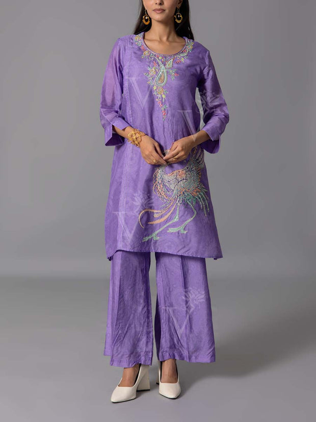 purple  Vasansi Silk Kurta And Pant Set