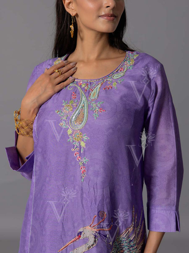 purple  Vasansi Silk Kurta And Pant Set