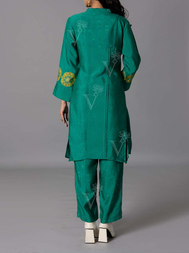 Green  Vasansi Silk Kurta And Pant Set