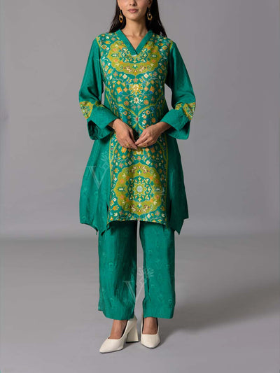 Green  Vasansi Silk Kurta And Pant Set