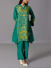 Green  Vasansi Silk Kurta And Pant Set