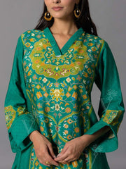 Green  Vasansi Silk Kurta And Pant Set