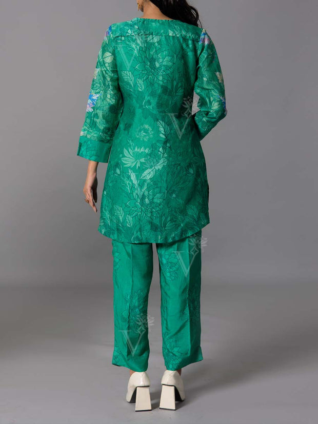 Green  Vasansi Silk Kurta And Pant Set