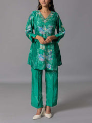 Green  Vasansi Silk Kurta And Pant Set