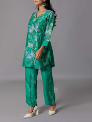 Green  Vasansi Silk Kurta And Pant Set