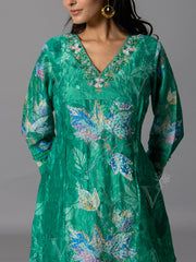 Green  Vasansi Silk Kurta And Pant Set