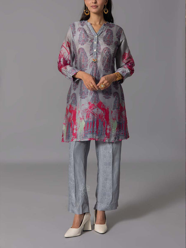 Grey Vasansi Silk Kurta And Pant Set