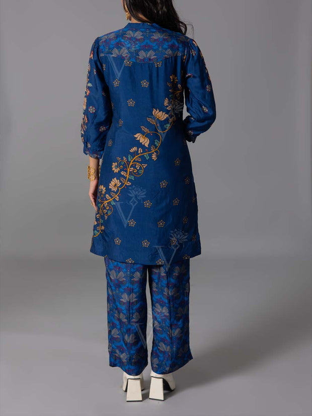 Blue  Vasansi Silk Kurta And Pant Set