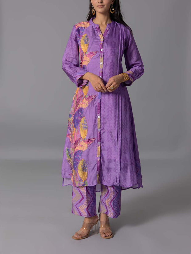 purple  Vasansi Silk Kurta And Pant Set