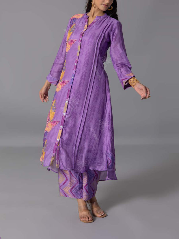 purple  Vasansi Silk Kurta And Pant Set