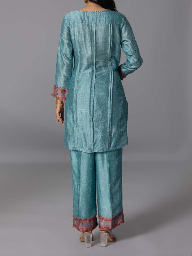 Sky Blue Vasansi Silk Kurta And Pant Set