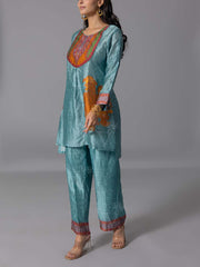 Sky Blue Vasansi Silk Kurta And Pant Set