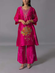 Pink Vasansi Silk Kurta And Pant Set