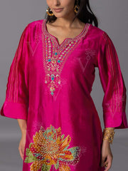 Pink Vasansi Silk Kurta And Pant Set