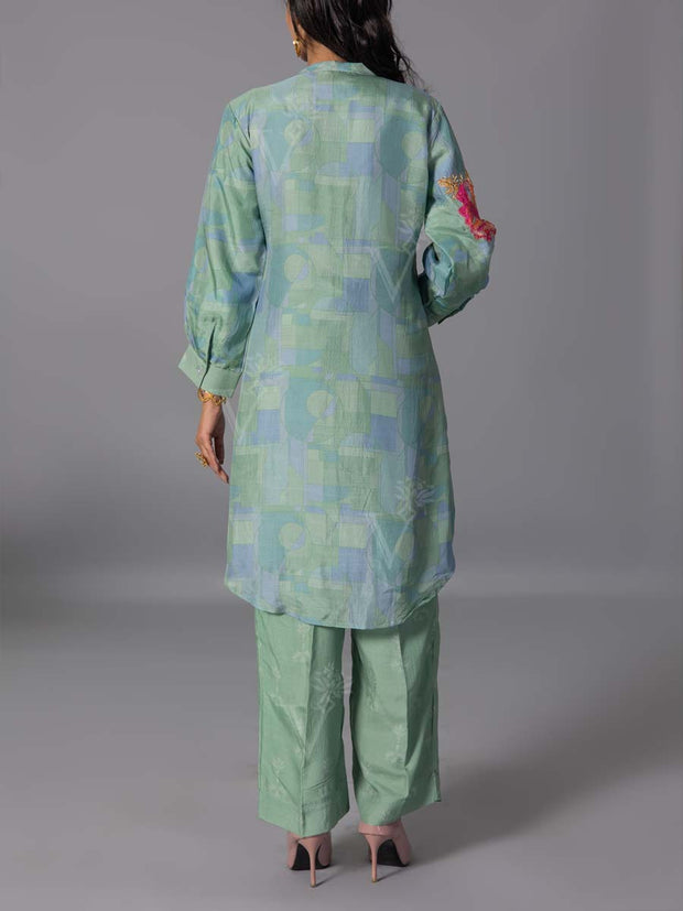 Green  Vasansi Silk Kurta And Pant Set