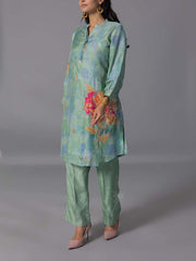 Green  Vasansi Silk Kurta And Pant Set