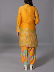 Yellow  Vasansi Silk Kurta And Pant Set