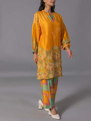 Yellow  Vasansi Silk Kurta And Pant Set