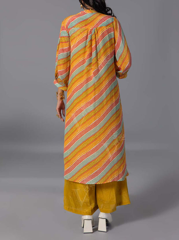 Yellow  Vasansi Silk Kurta And Pant Set