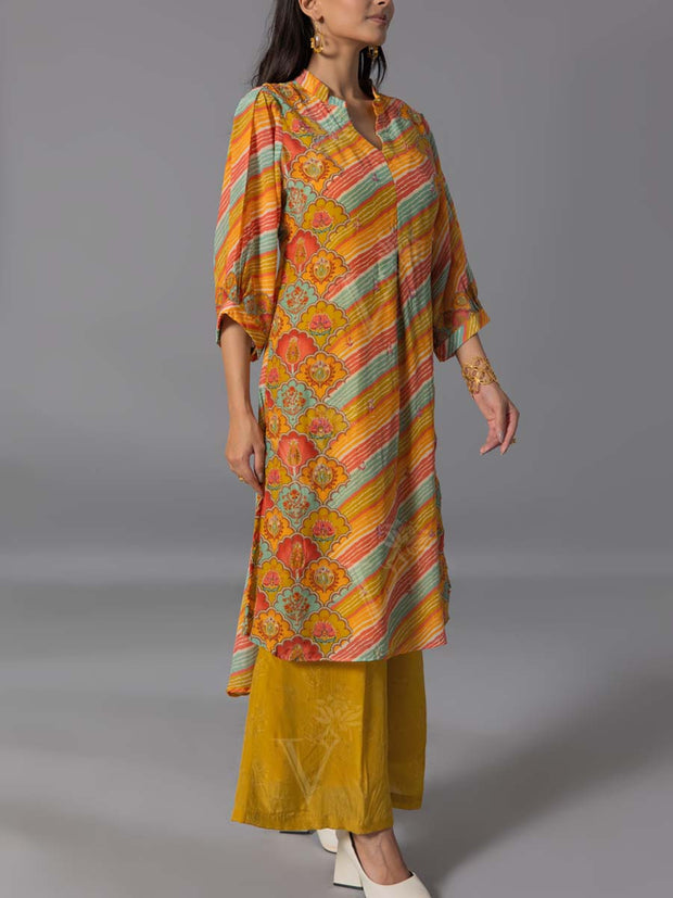 Yellow  Vasansi Silk Kurta And Pant Set