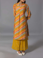 Yellow  Vasansi Silk Kurta And Pant Set