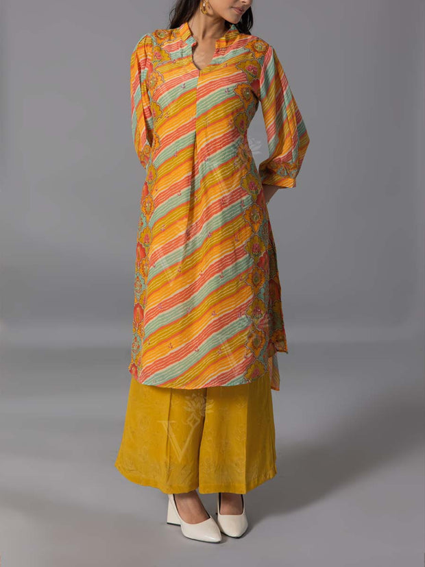 Yellow  Vasansi Silk Kurta And Pant Set