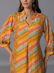 Yellow  Vasansi Silk Kurta And Pant Set