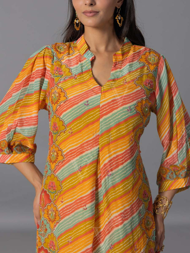Yellow  Vasansi Silk Kurta And Pant Set