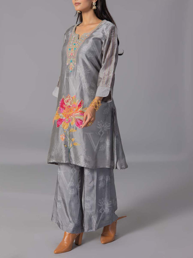 Grey Vasansi Silk Kurta And Pant Set