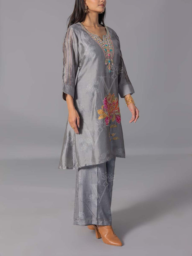 Grey Vasansi Silk Kurta And Pant Set