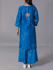 Blue  Vasansi Silk Kurta And Pant Set