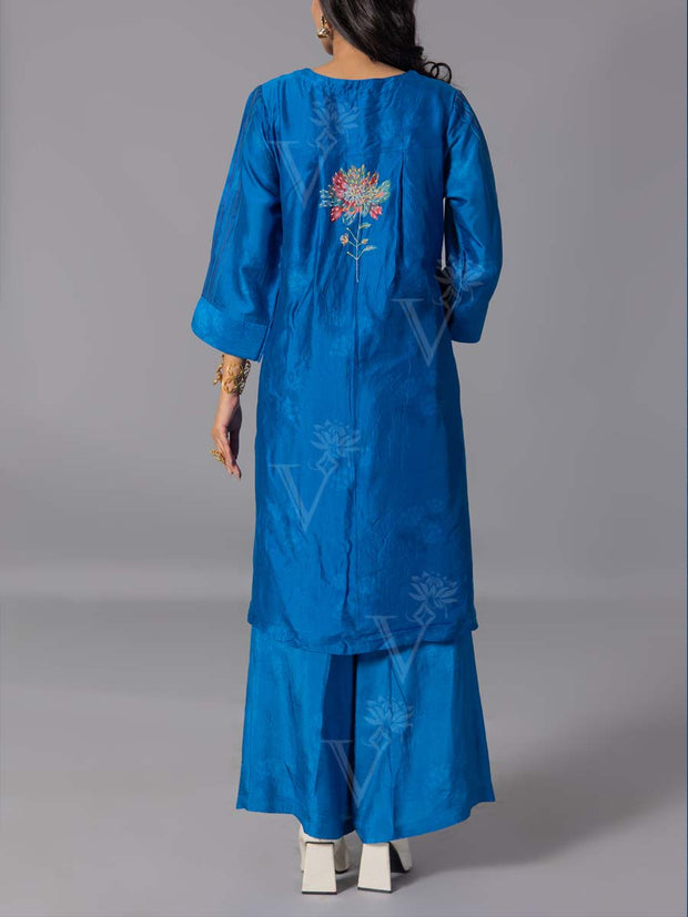 Blue  Vasansi Silk Kurta And Pant Set