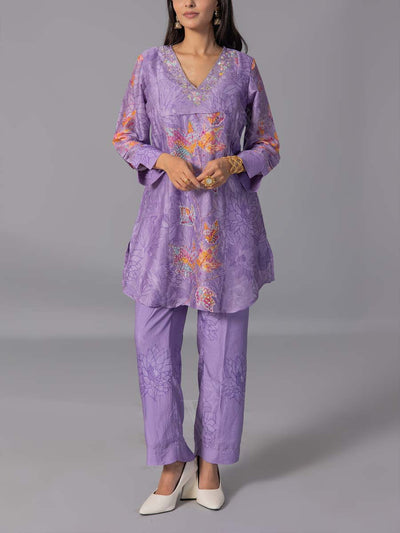 purple  Vasansi Silk Kurta And Pant Set