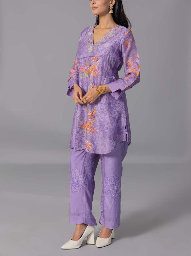 purple  Vasansi Silk Kurta And Pant Set