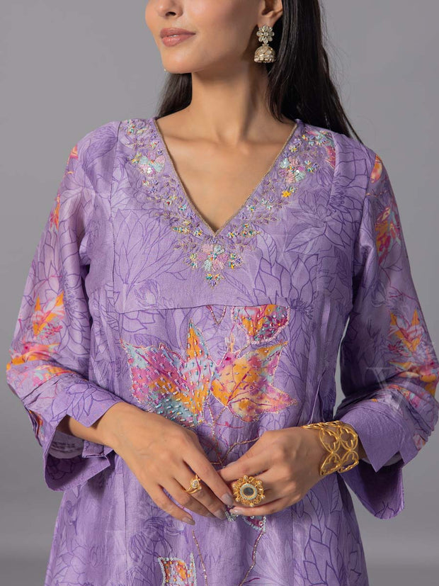 purple  Vasansi Silk Kurta And Pant Set