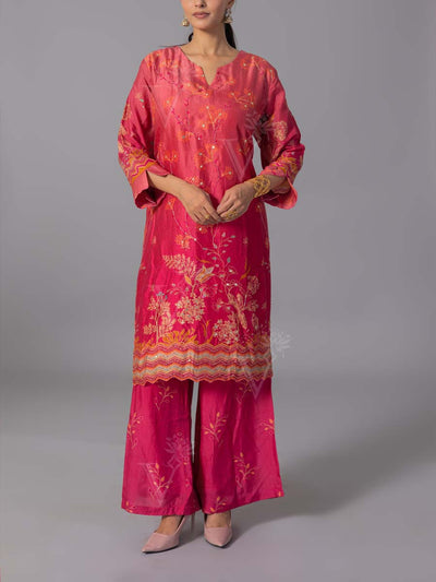 Red  Vasansi Silk Kurta And Pant Set