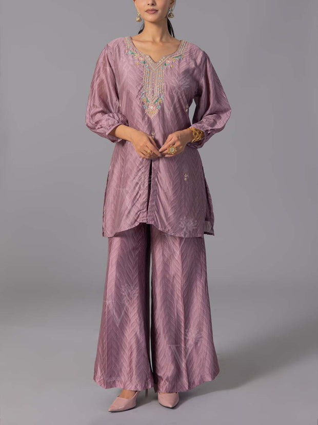 Onion Pink Vasansi Silk Kurta And Pant Set