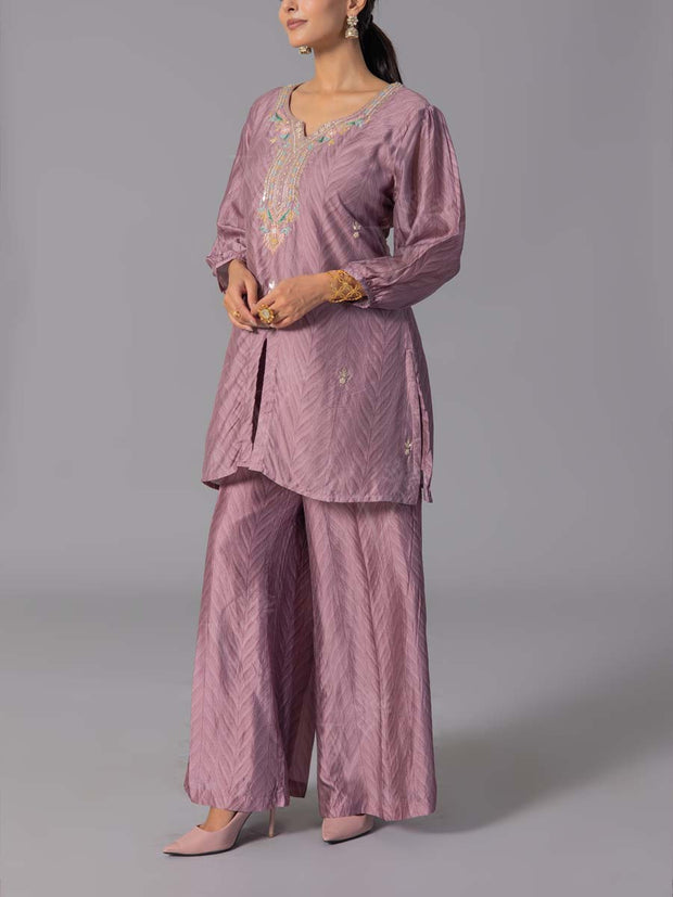 Onion Pink Vasansi Silk Kurta And Pant Set