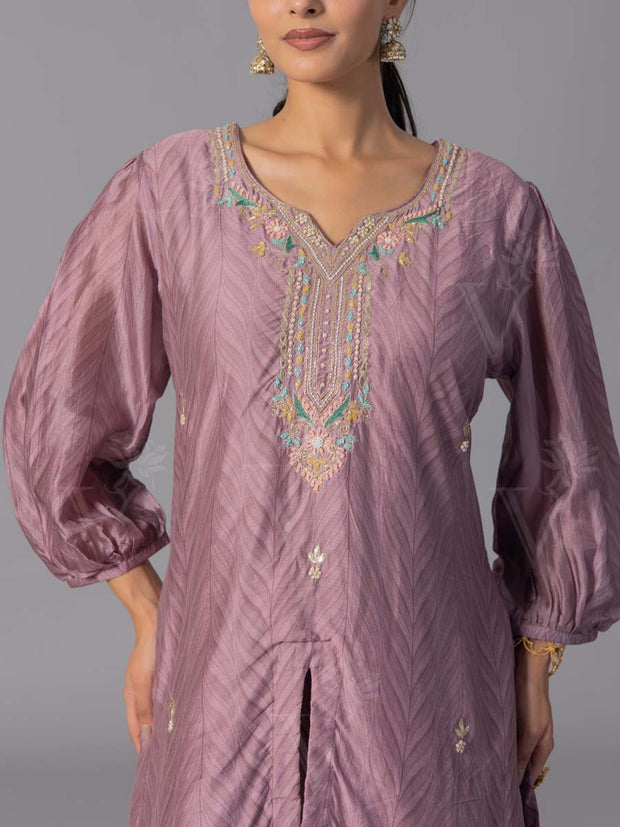Onion Pink Vasansi Silk Kurta And Pant Set