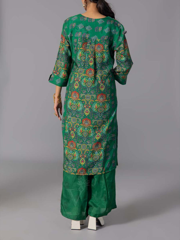 Green Vasansi Silk Kurta And Pant Set