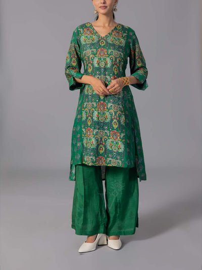 Green Vasansi Silk Kurta And Pant Set