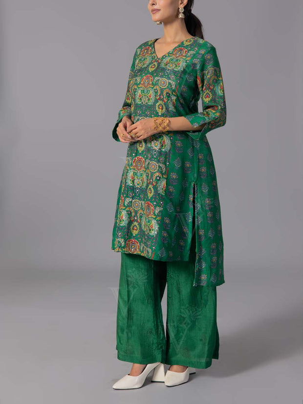 Green Vasansi Silk Kurta And Pant Set