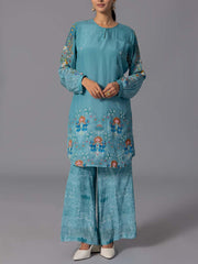 Sky Blue Vasansi Silk Kurta And Pant Set