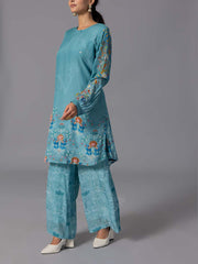 Sky Blue Vasansi Silk Kurta And Pant Set
