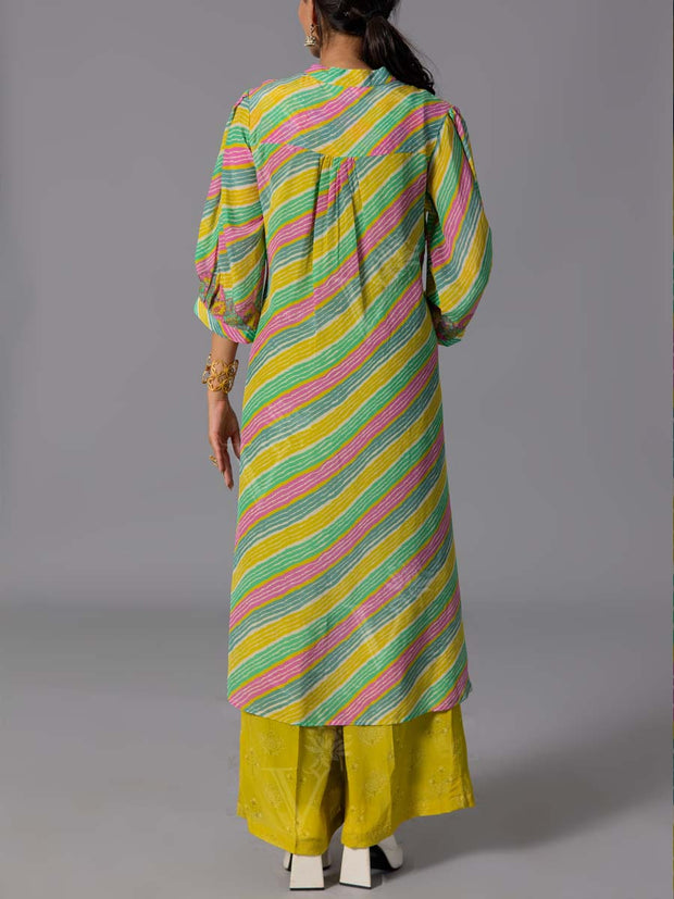 Green Crepe Silk Kurta And Pant Set